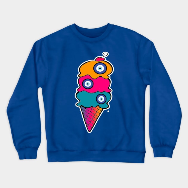 Eye Scream Cone Crewneck Sweatshirt by artbyomega